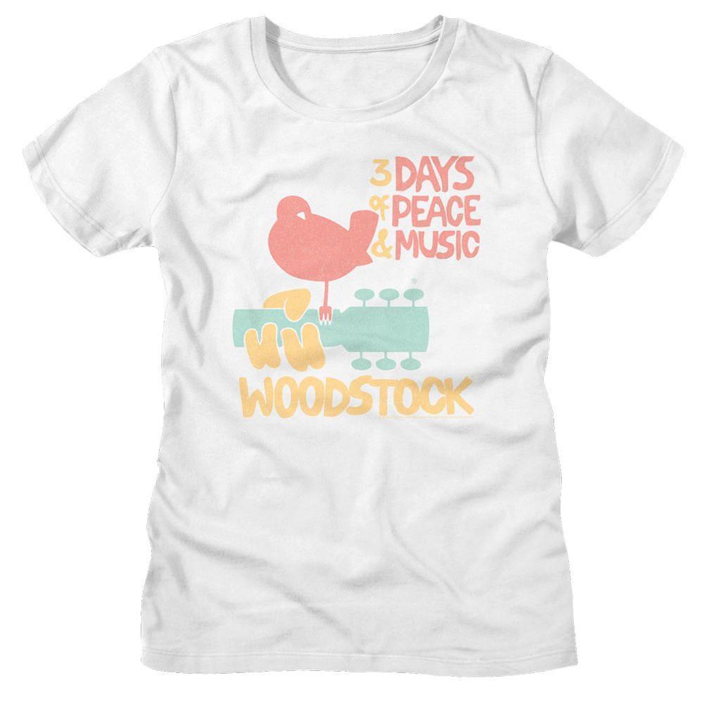 Woodstock 3 Days Of Peace White Womens T Shirt